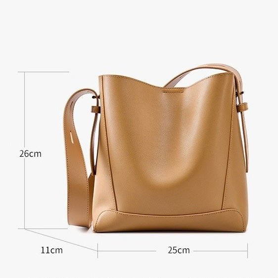 Genuine Leather Crossbody and Shoulder Oversized Bucket Bag