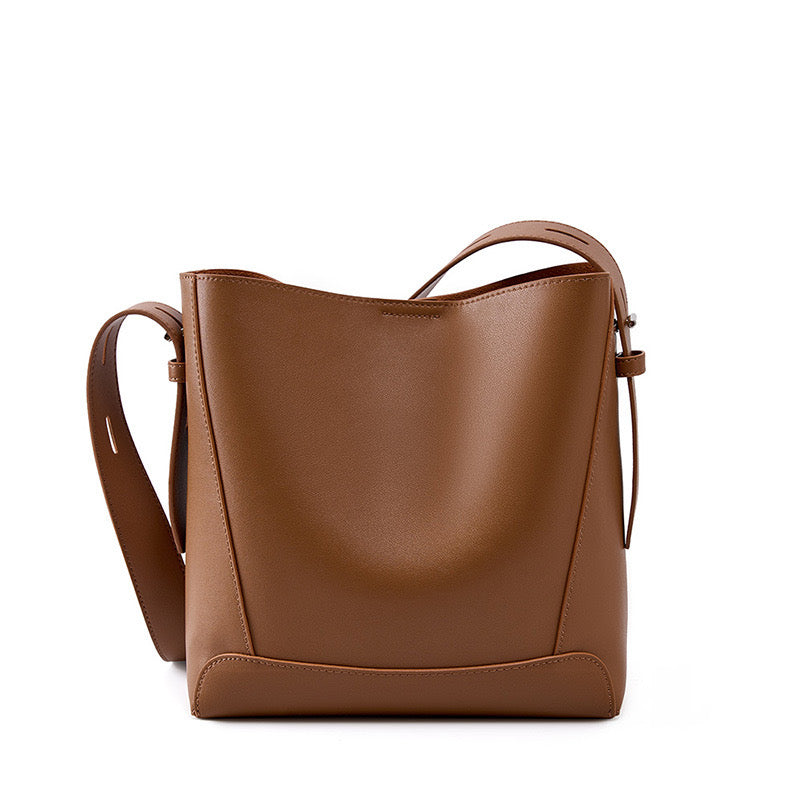 Genuine Leather Crossbody and Shoulder Oversized Bucket Bag