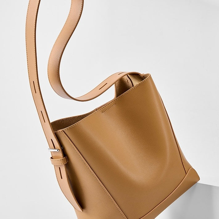 Genuine Leather Crossbody and Shoulder Oversized Bucket Bag