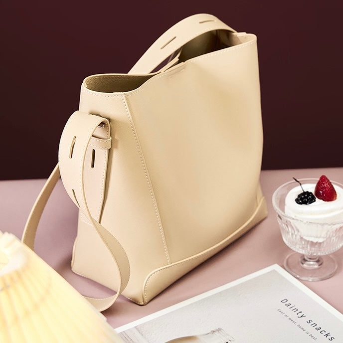 Genuine Leather Crossbody and Shoulder Oversized Bucket Bag