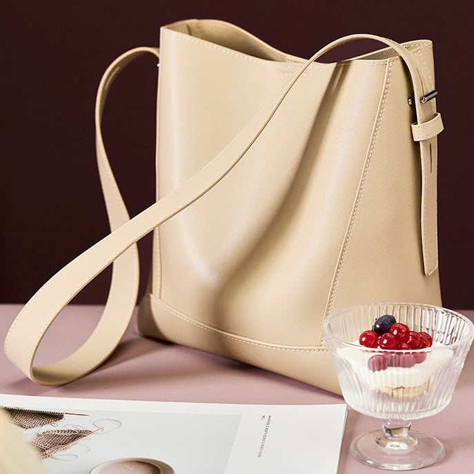 Genuine Leather Crossbody and Shoulder Oversized Bucket Bag