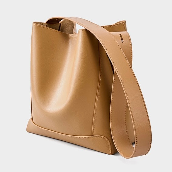 Genuine Leather Crossbody and Shoulder Oversized Bucket Bag