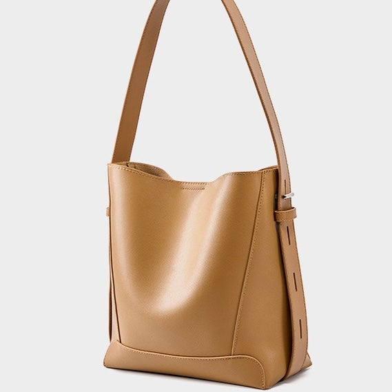 Genuine Leather Crossbody and Shoulder Oversized Bucket Bag