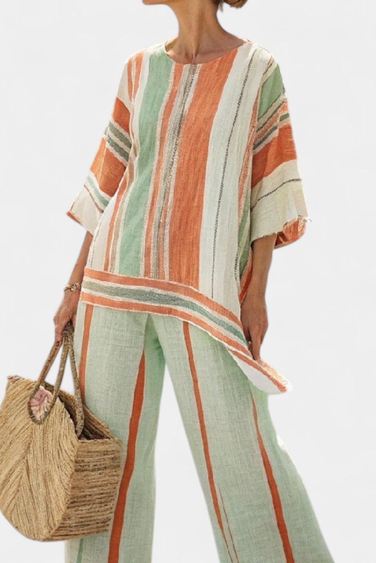 Bellmere | Elegant Asymmetrical Top & Wide-Leg Pants