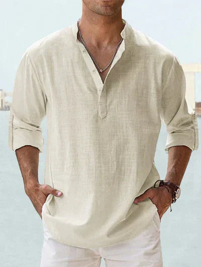Joshua | Long Sleeve Cotton-Linen Shirt