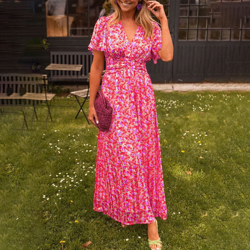 Emily | Classic V-Neck Floral Dress