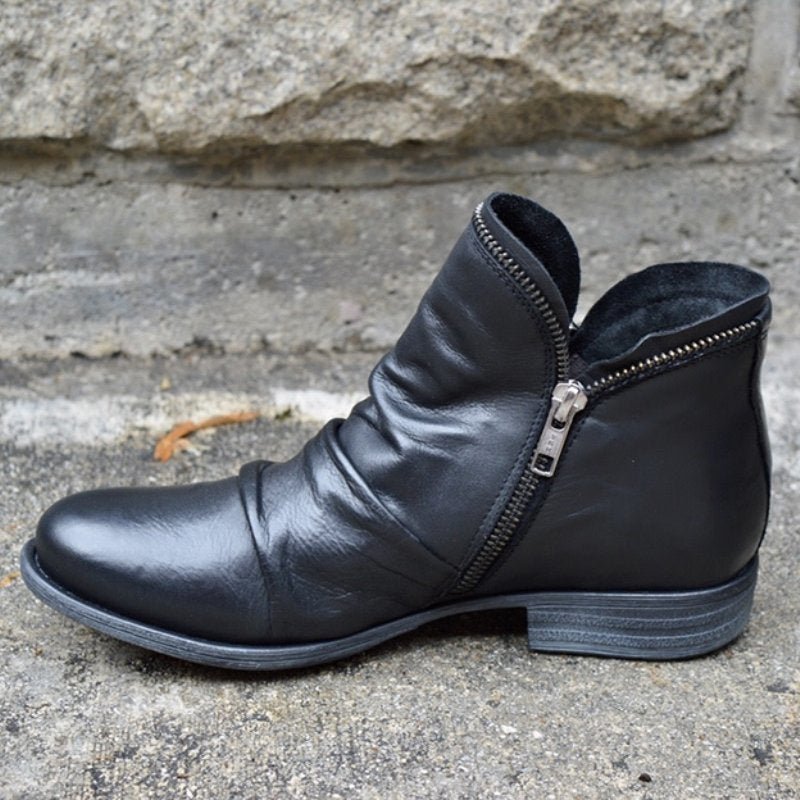 Brooke | Leather Boots with Practical Zipper
